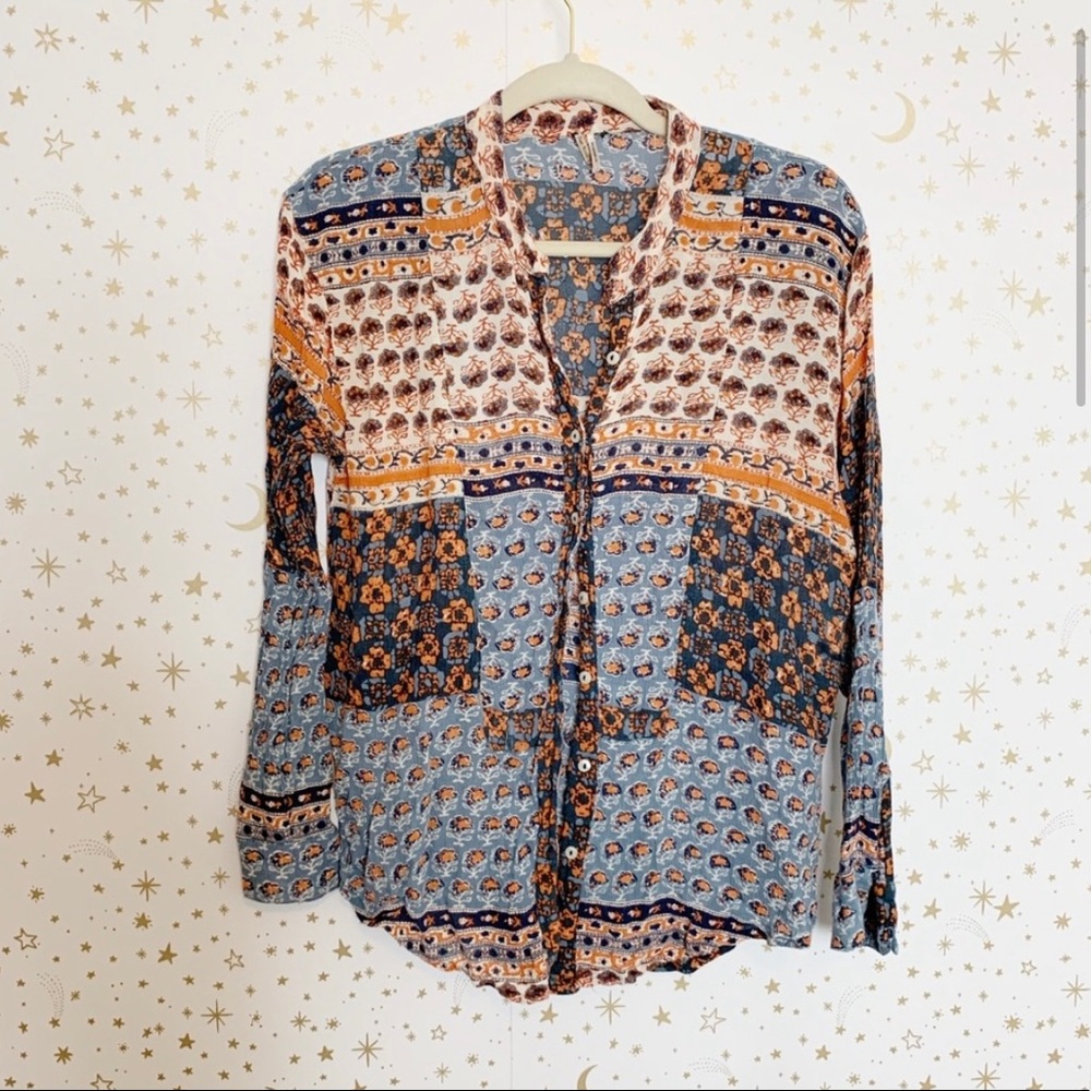 Free People | Caravan Patchwork Buttoned Blouse - image 3